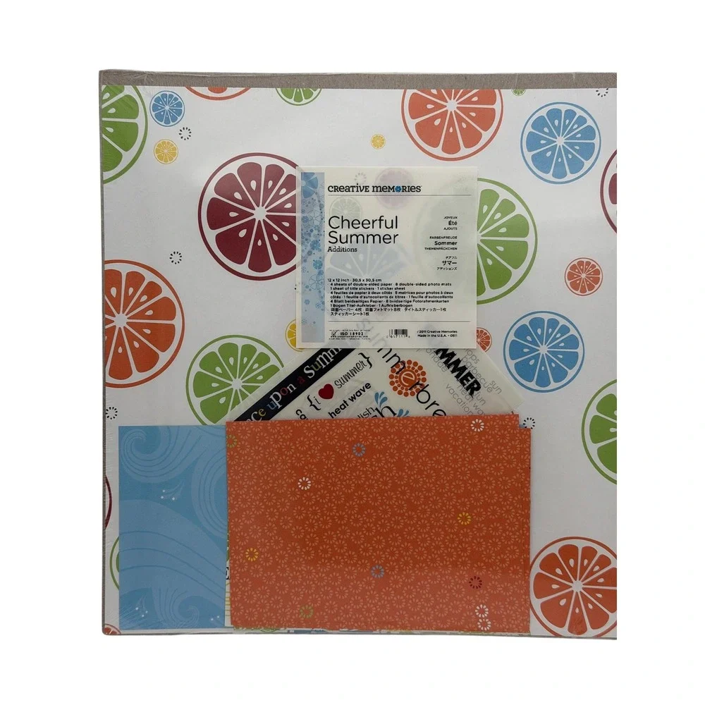 Creative Memories Cheerful Summer Stars & Stripes 12x12 Scrapbook Paper‎ Lot 2pk